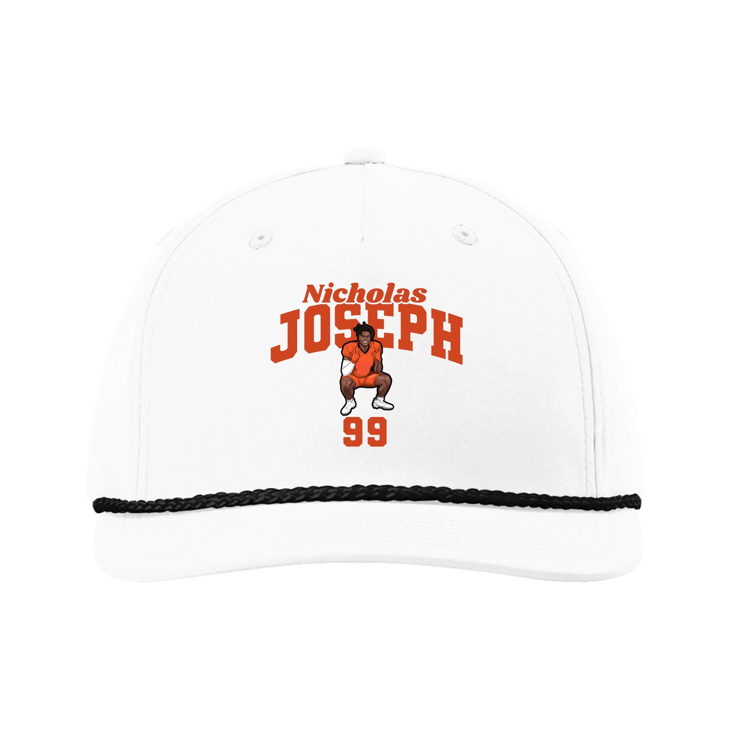 Five-Panel Classic Rope Cap — Signature Arch in White