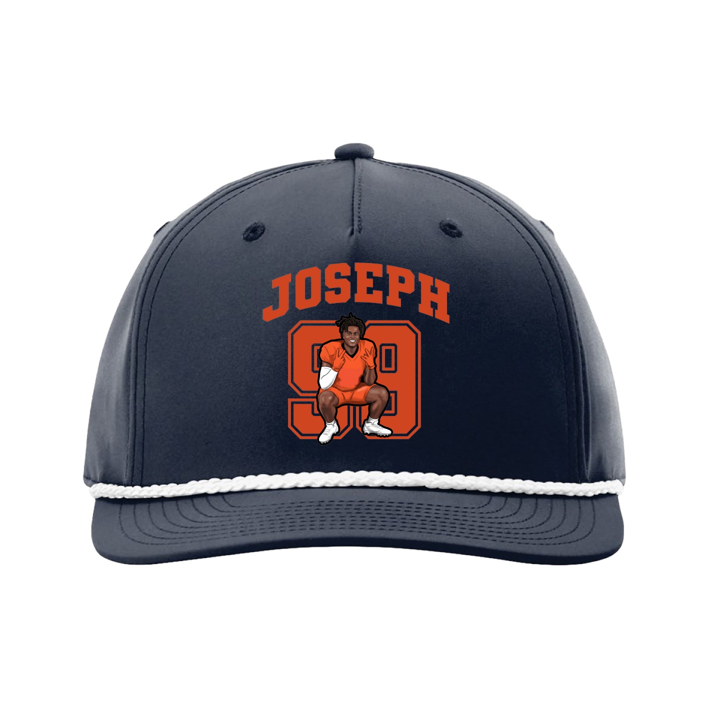 Five-Panel Classic Rope Cap — Number in Navy