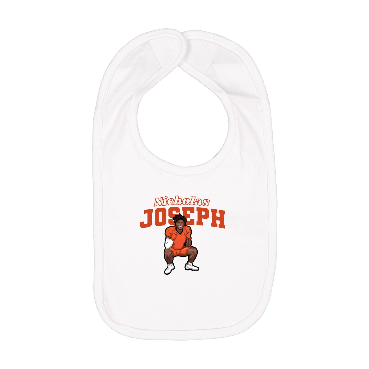 Infant Bib — Name Arch in White