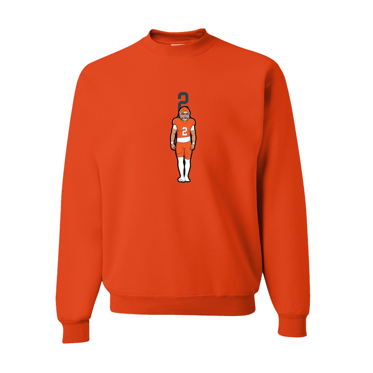 Fleece Crew — Number Top in Orange