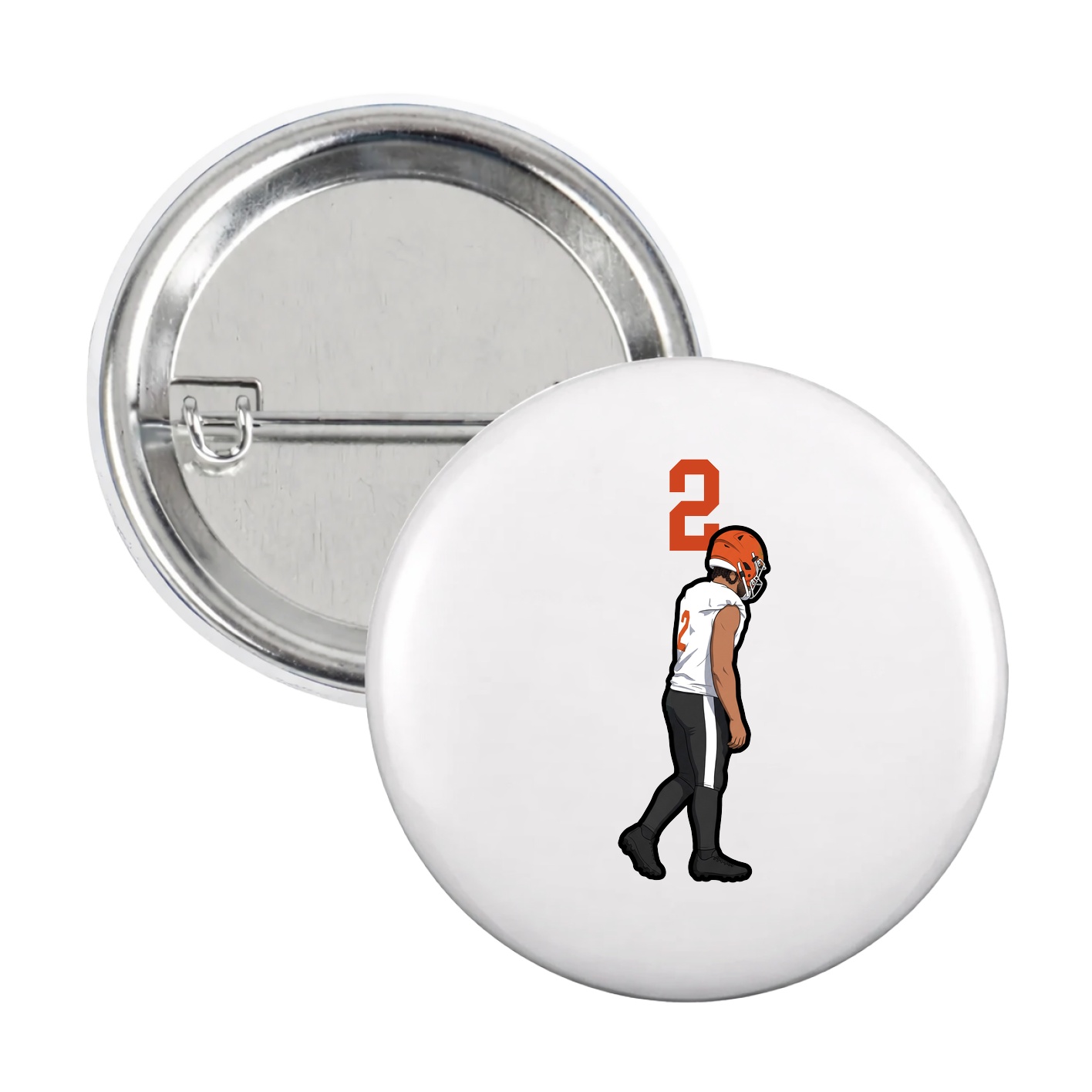 Game Day Button — Number Top in White