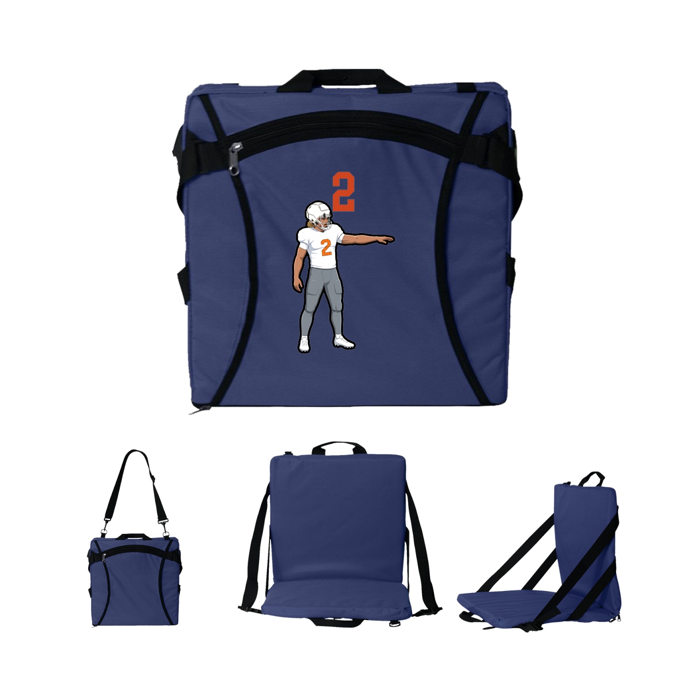 Folding Stadium Seat — Number Top in Navy