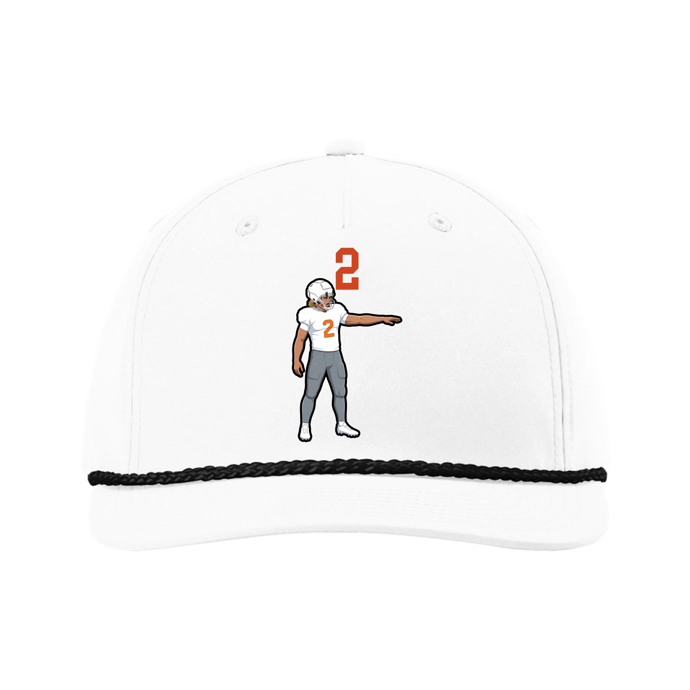 Five-Panel Classic Rope Cap — Number Top in White