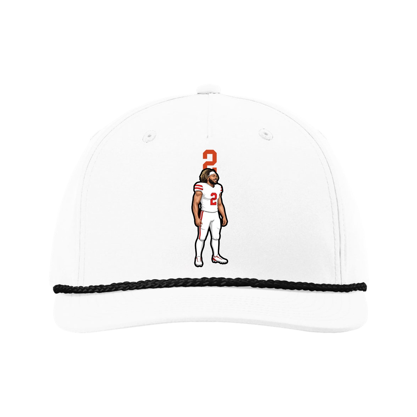 Five-Panel Classic Rope Cap — Number Top in White