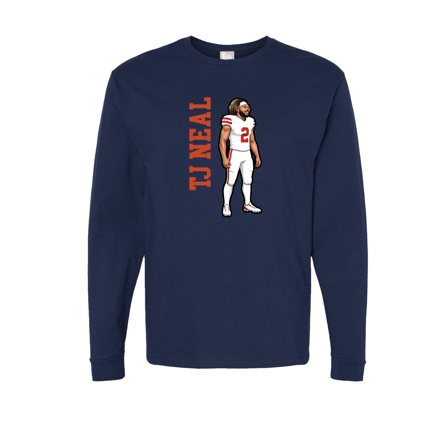 Long Sleeve Tee — Name Vertical in Navy