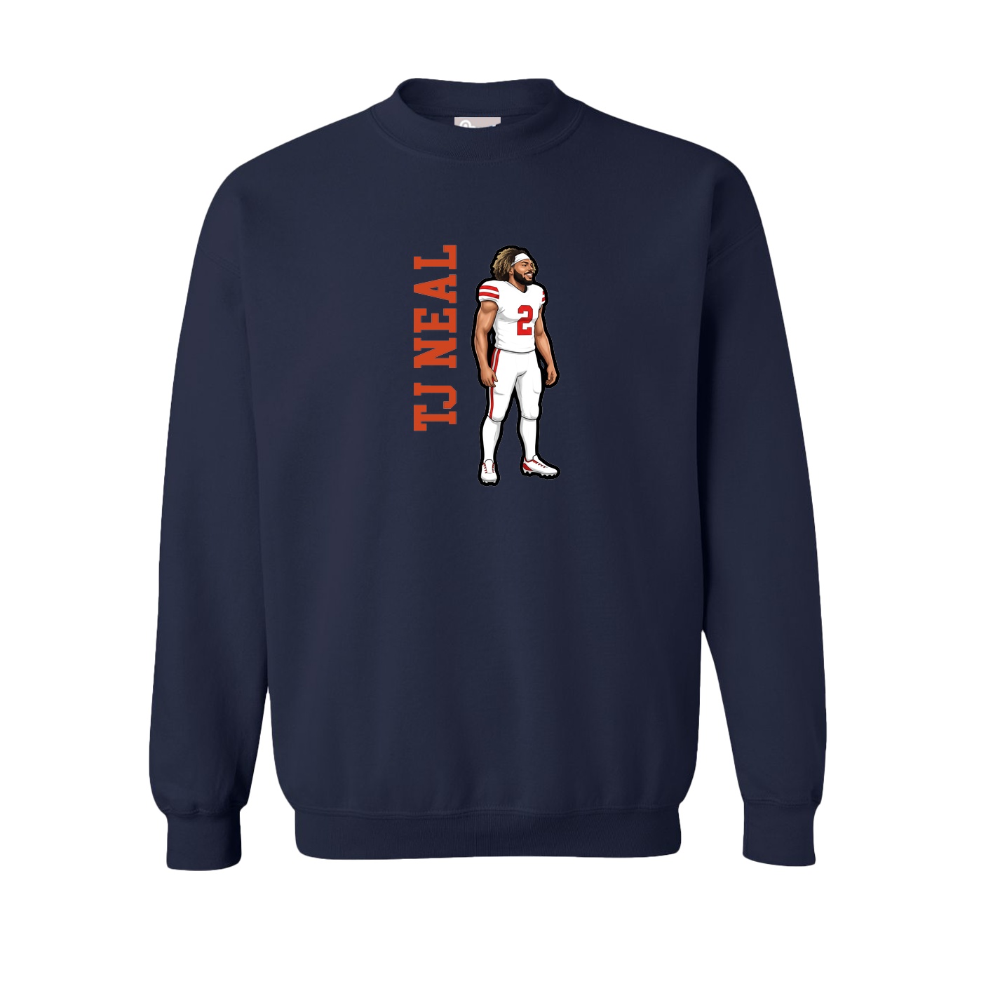 Fleece Crew — Name Vertical in Navy