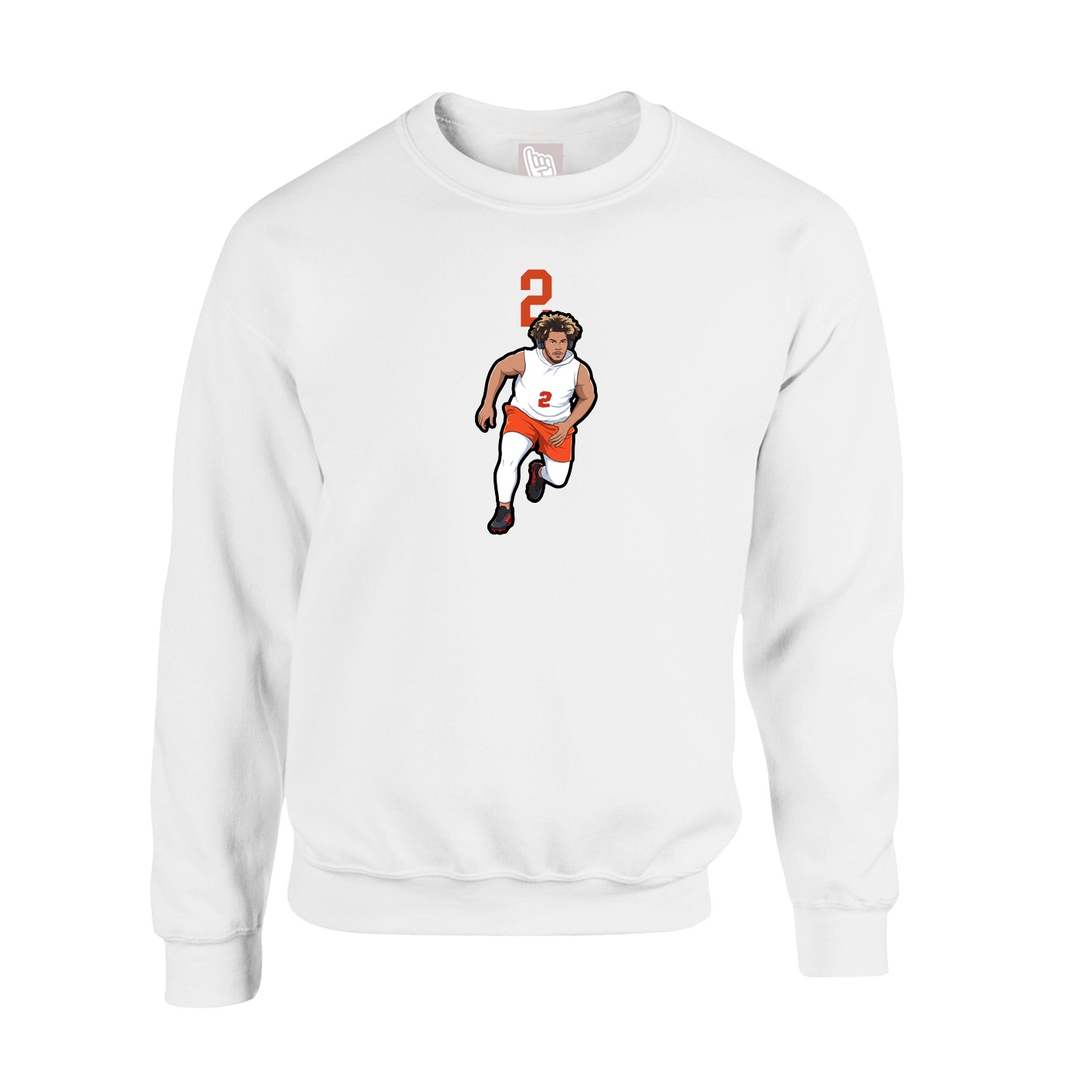Fleece Crew — Number Top in White
