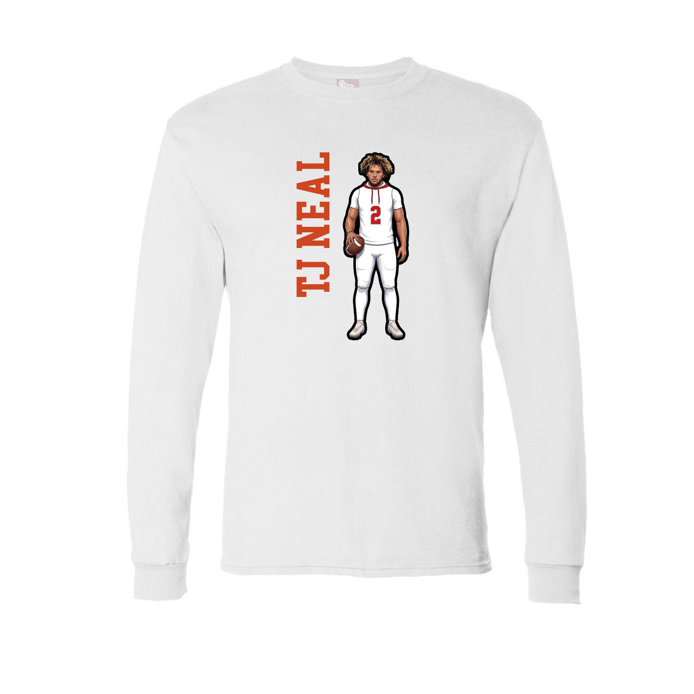 Long Sleeve Tee — Name Vertical in White