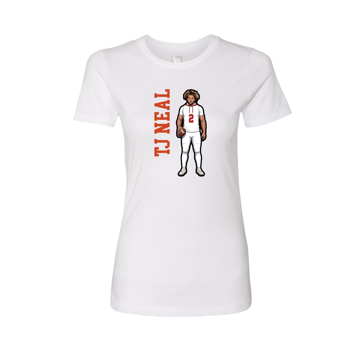 Womens Tee — Name Vertical in White