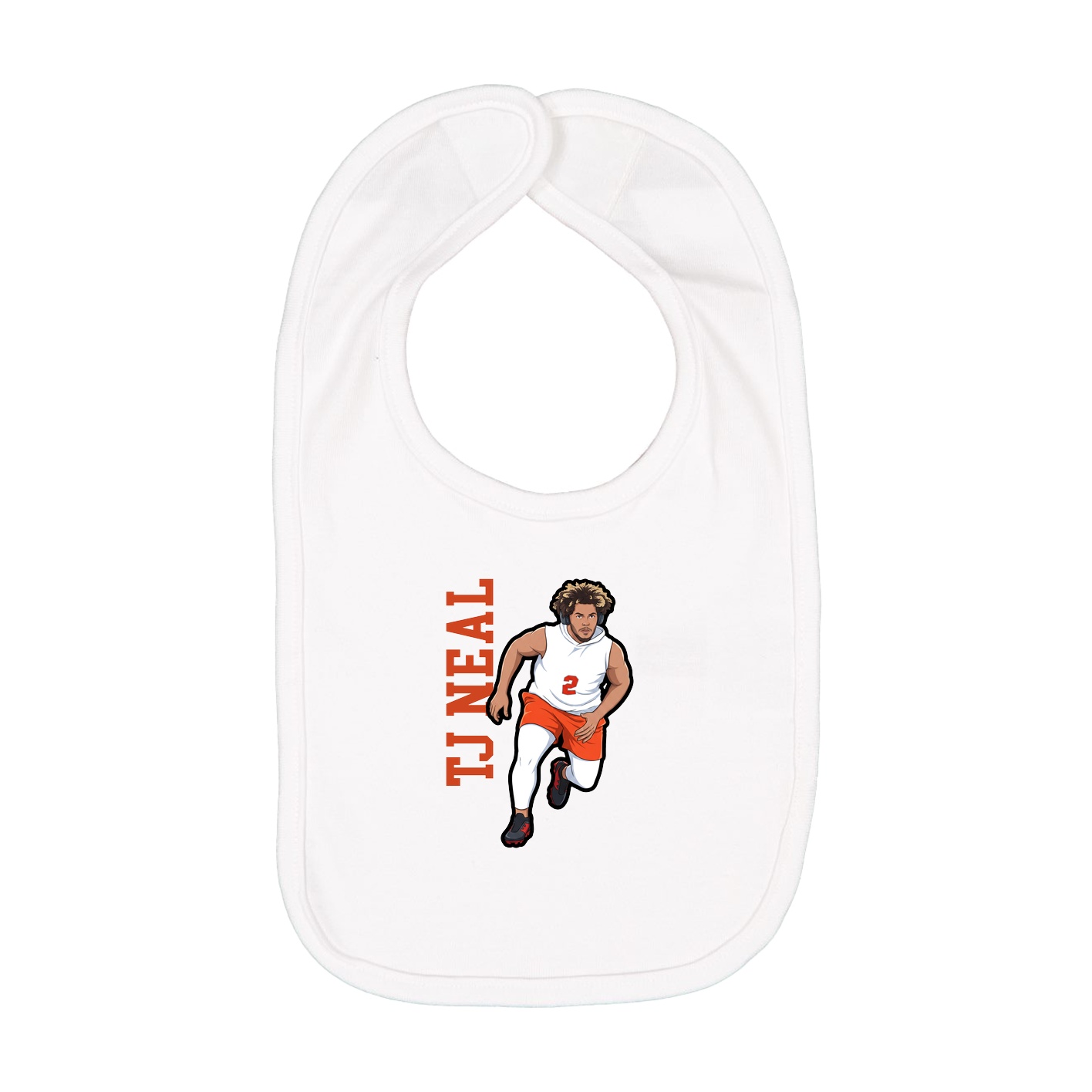Infant Bib — Name Vertical in White