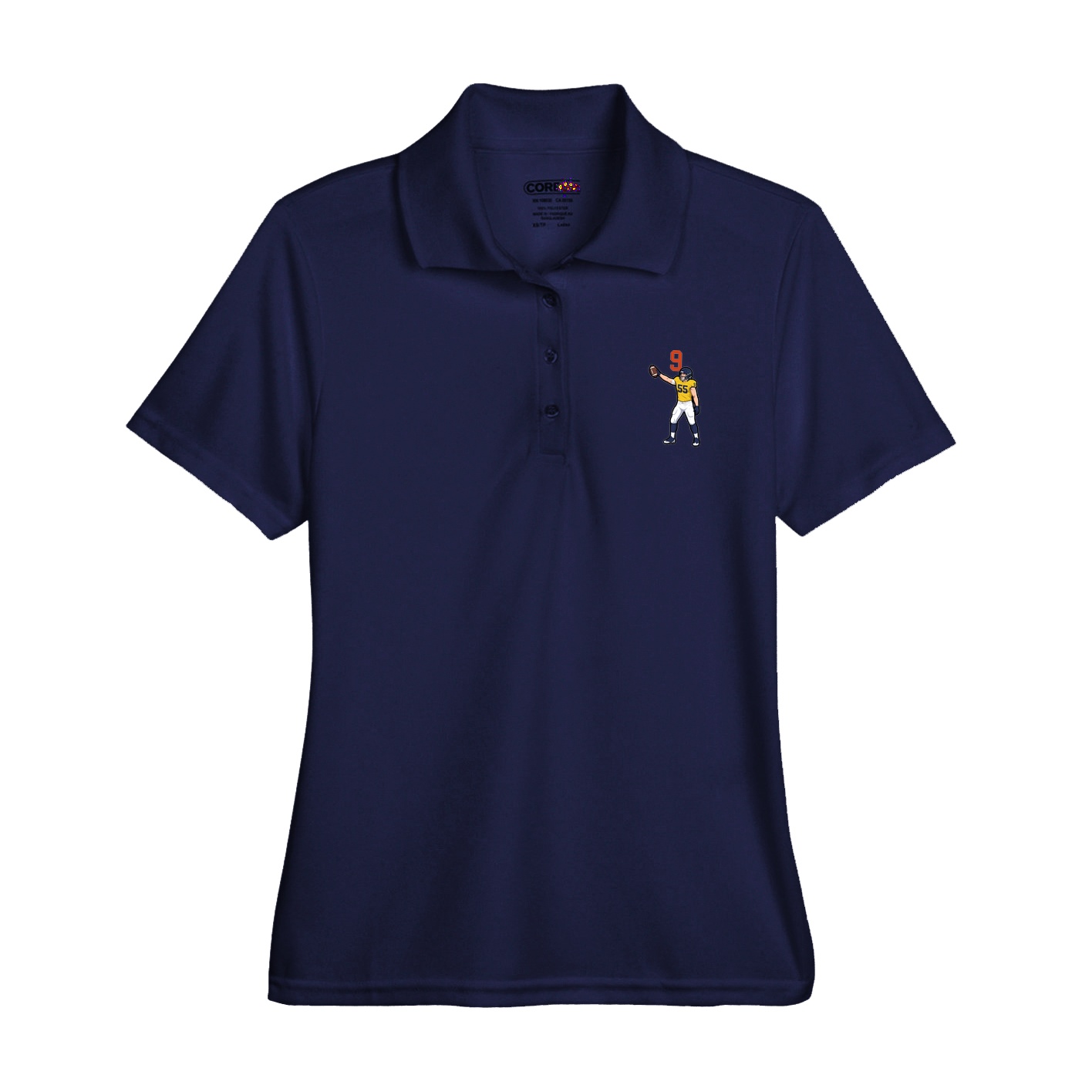 Womens Performance Polo — Number Top in Navy