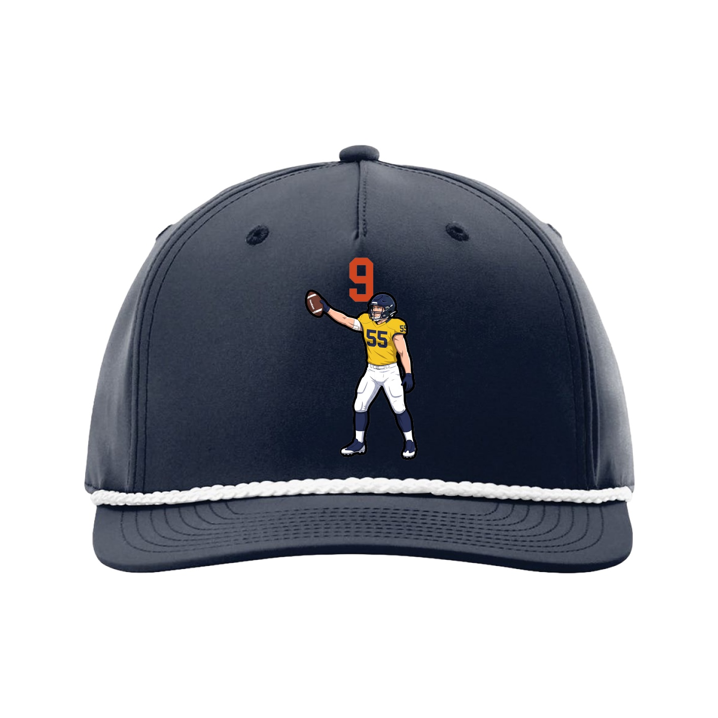 Five-Panel Classic Rope Cap — Number Top in Navy