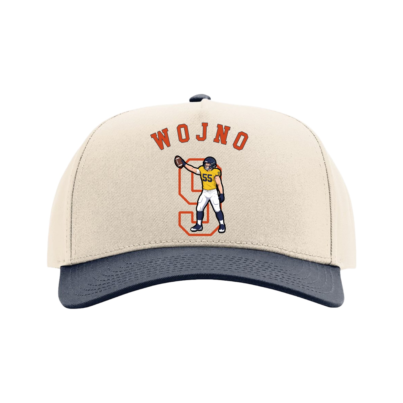 Full Fabric Five-Panel Champ Cap — Shirsey Arch in Cream/Navy