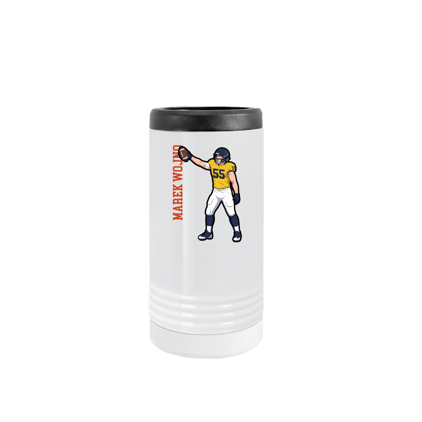 Slim Beverage Holder — Name Vertical in White