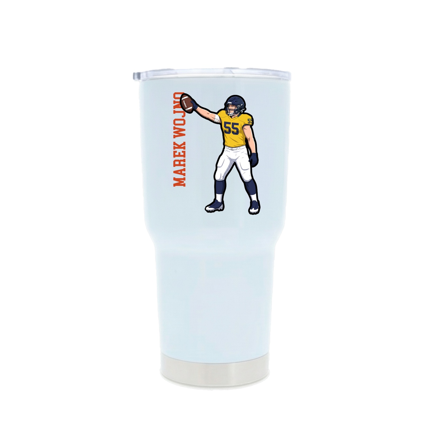 30oz Stainless Steel Tumbler — Name Vertical in White