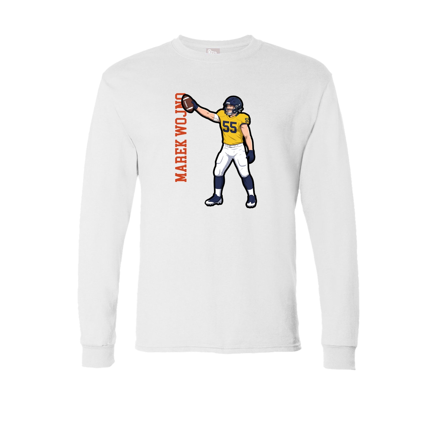 Long Sleeve Tee — Name Vertical in White