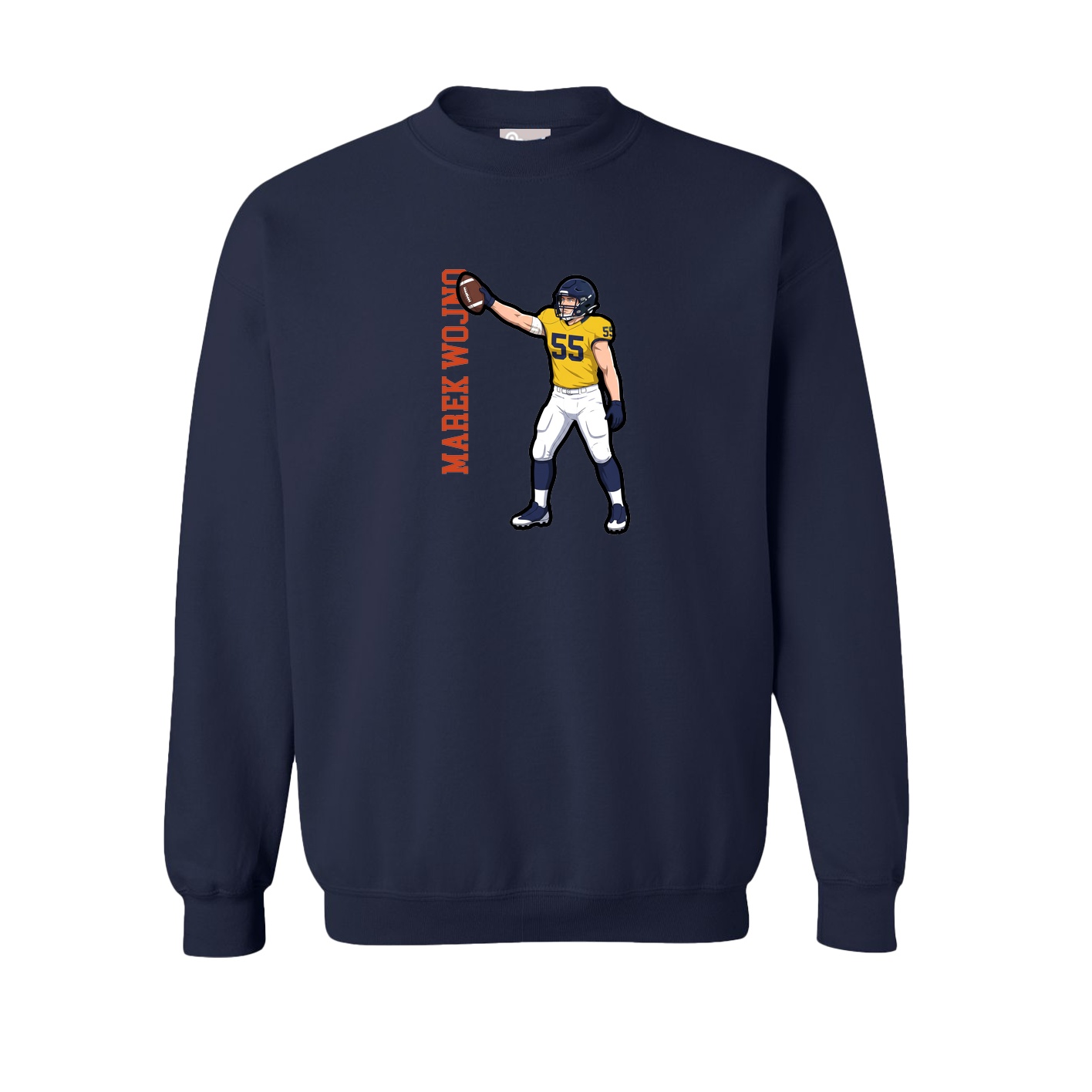 Fleece Crew — Name Vertical in Navy
