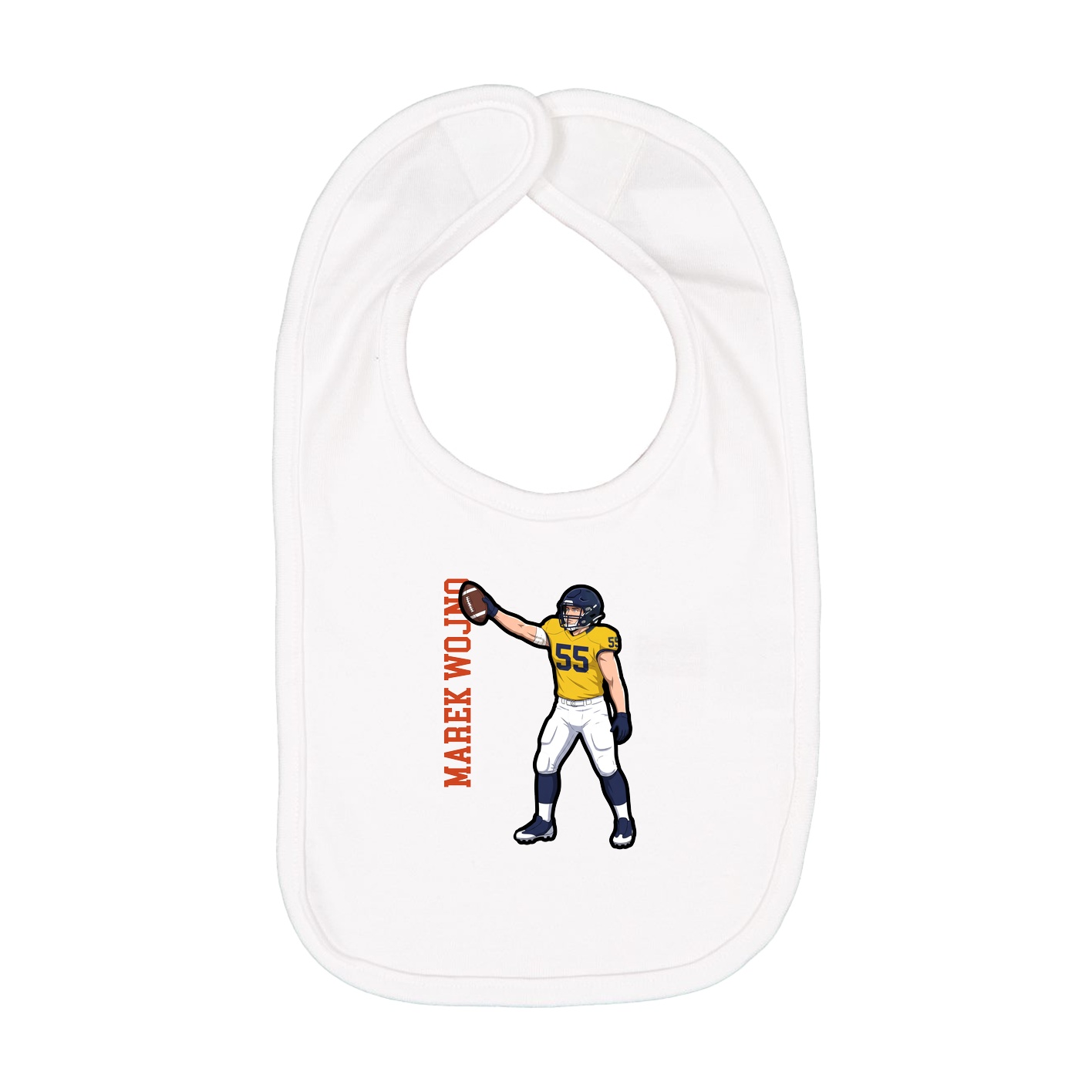 Infant Bib — Name Vertical in White