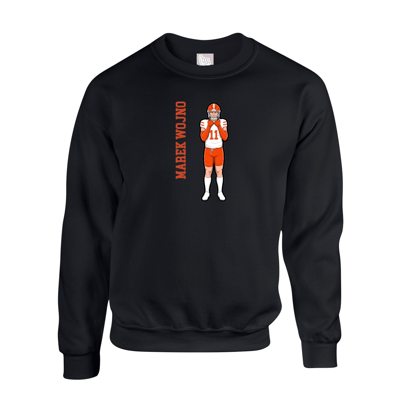 Fleece Crew — Name Vertical in Black