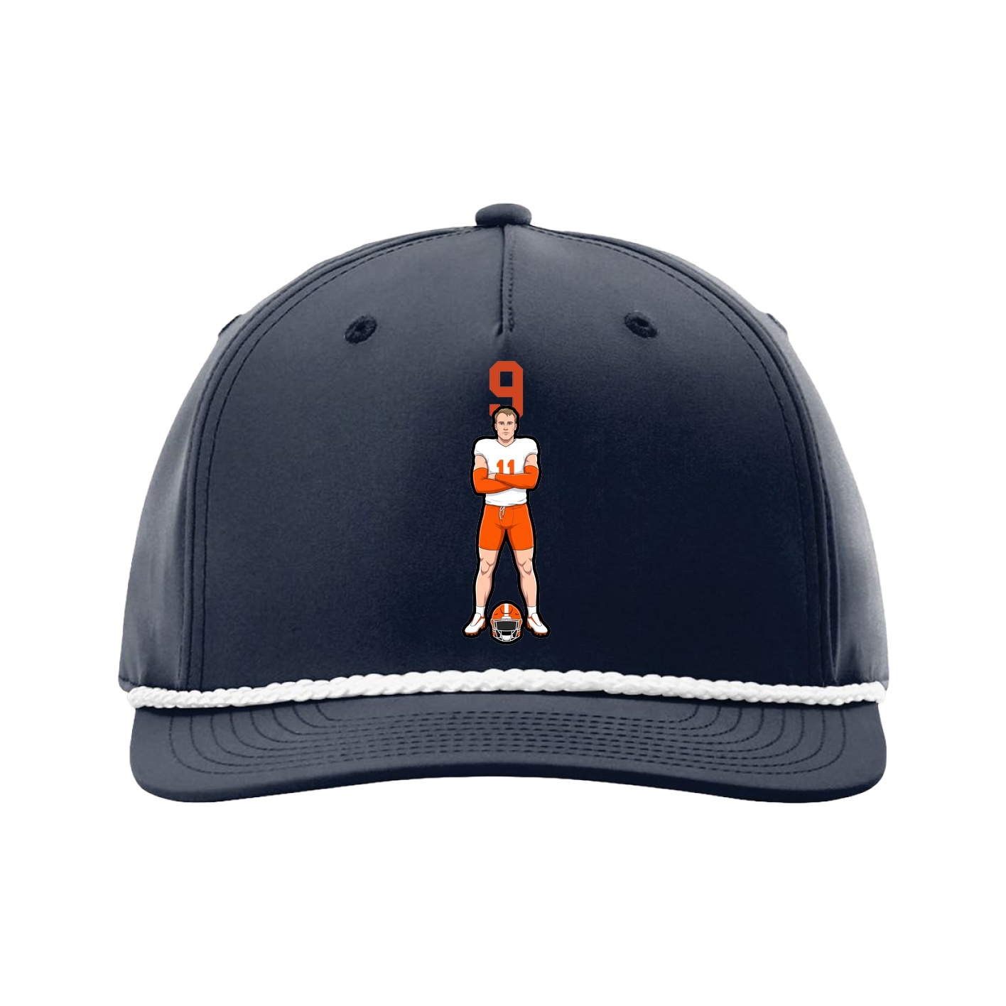 Five-Panel Classic Rope Cap — Number Top in Navy