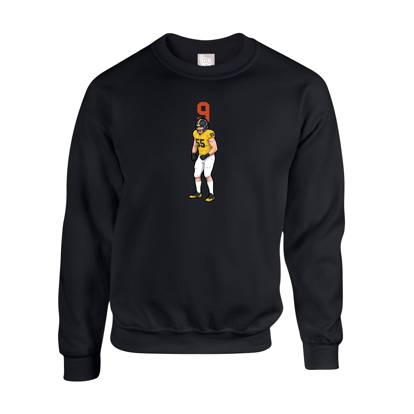 Fleece Crew — Number Top in Black