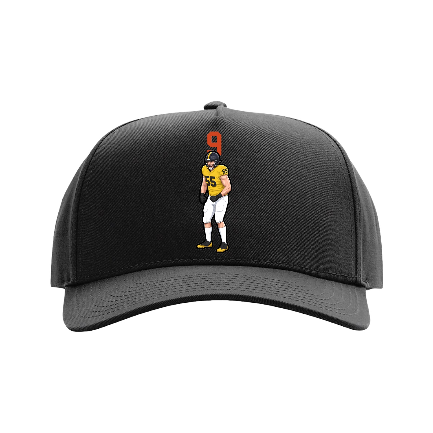 Full Fabric Five-Panel Champ Cap — Number Top in Black