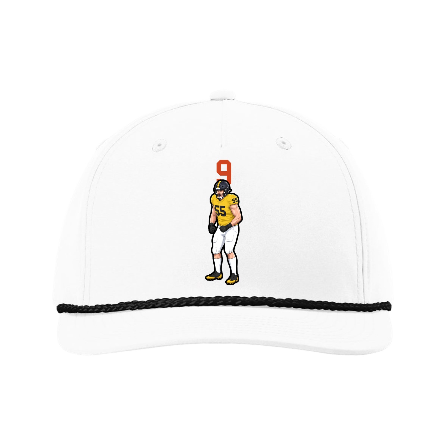 Five-Panel Classic Rope Cap — Number Top in White