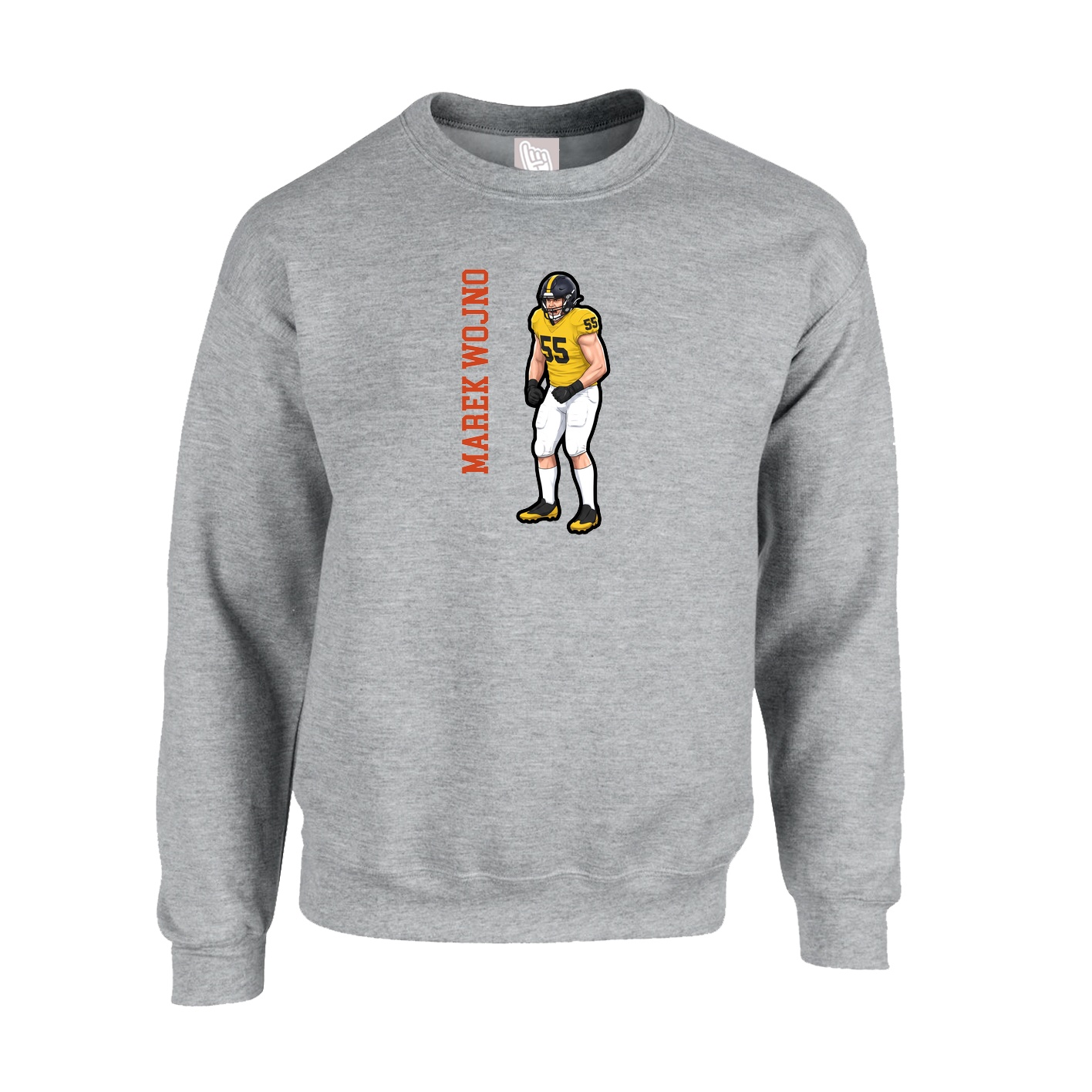 Fleece Crew — Name Vertical in Grey
