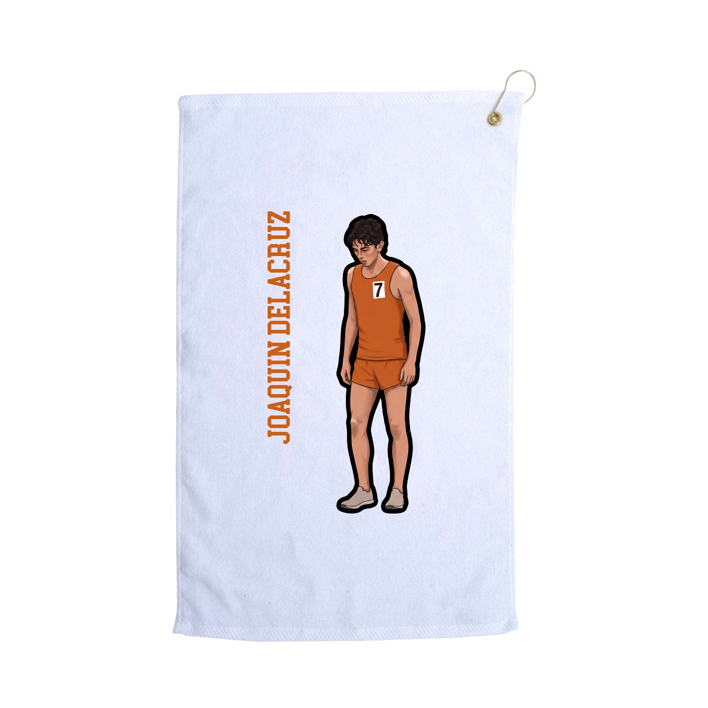 Golf Towel — Name Vertical in White