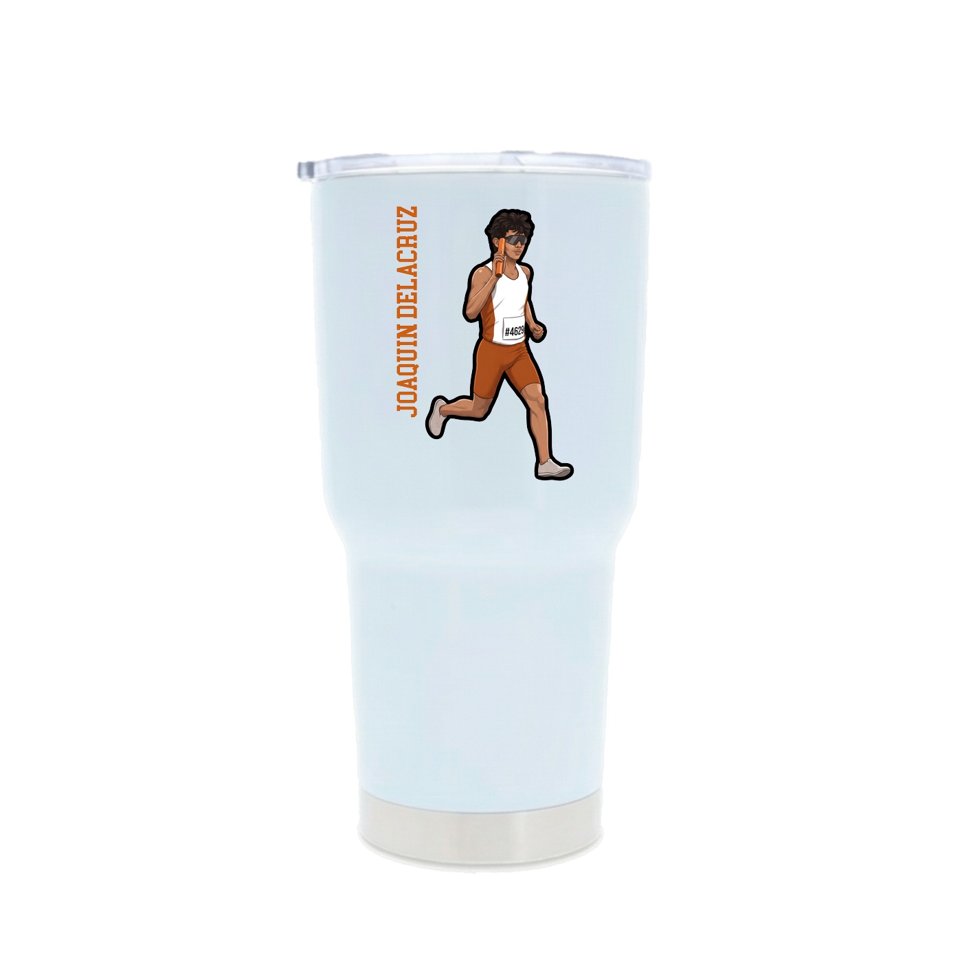 30oz Stainless Steel Tumbler — Name Vertical in White