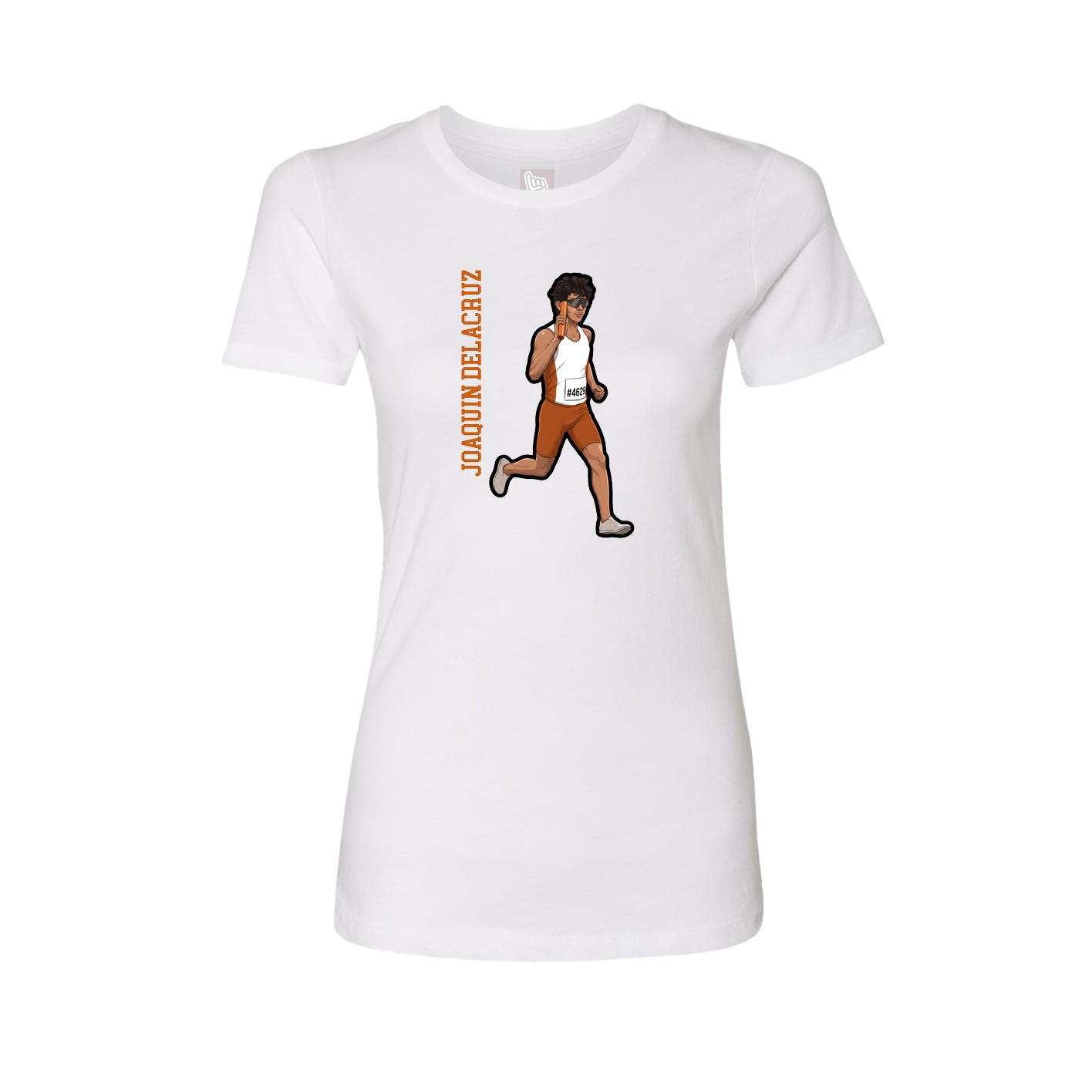 Womens Tee — Name Vertical in White