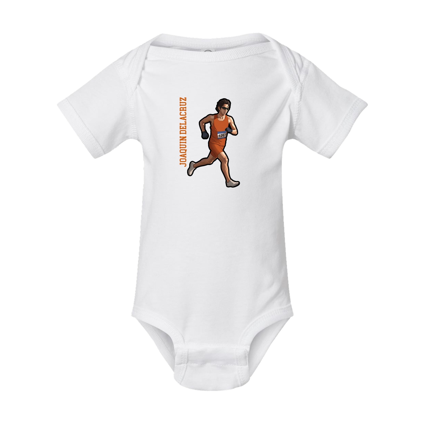 Baby Onesie — Name Vertical in White