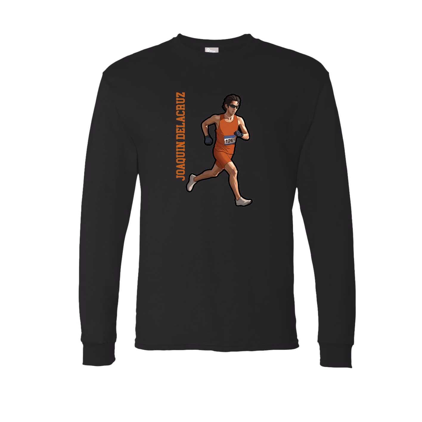 Long Sleeve Tee — Name Vertical in Black