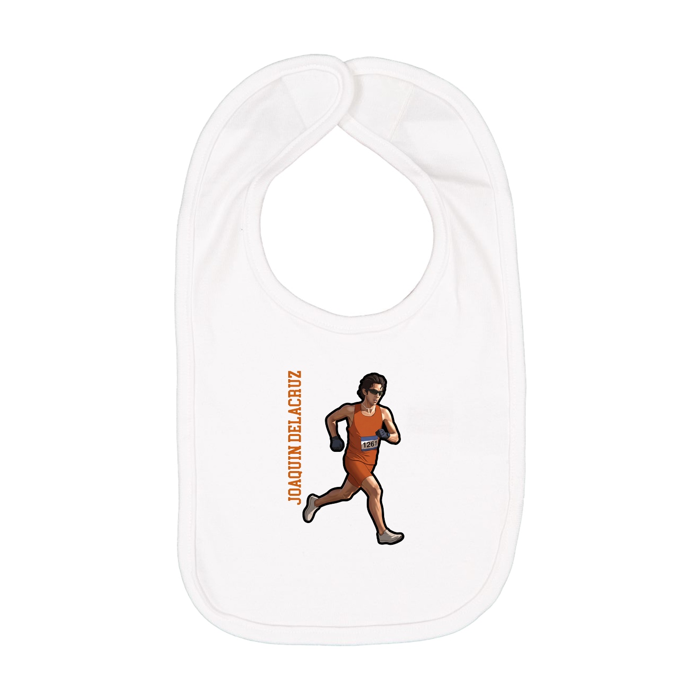 Infant Bib — Name Vertical in White