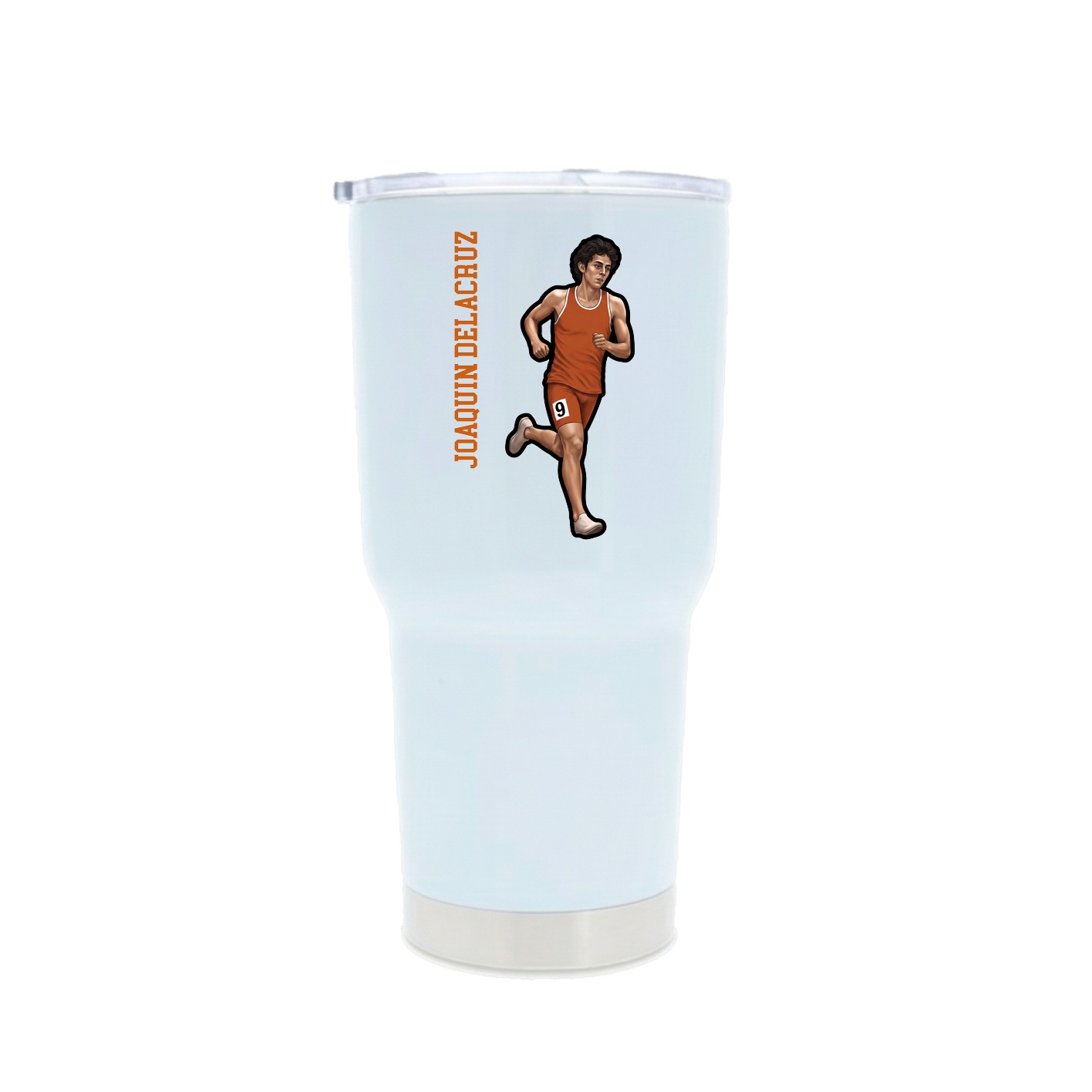 30oz Stainless Steel Tumbler — Name Vertical in White