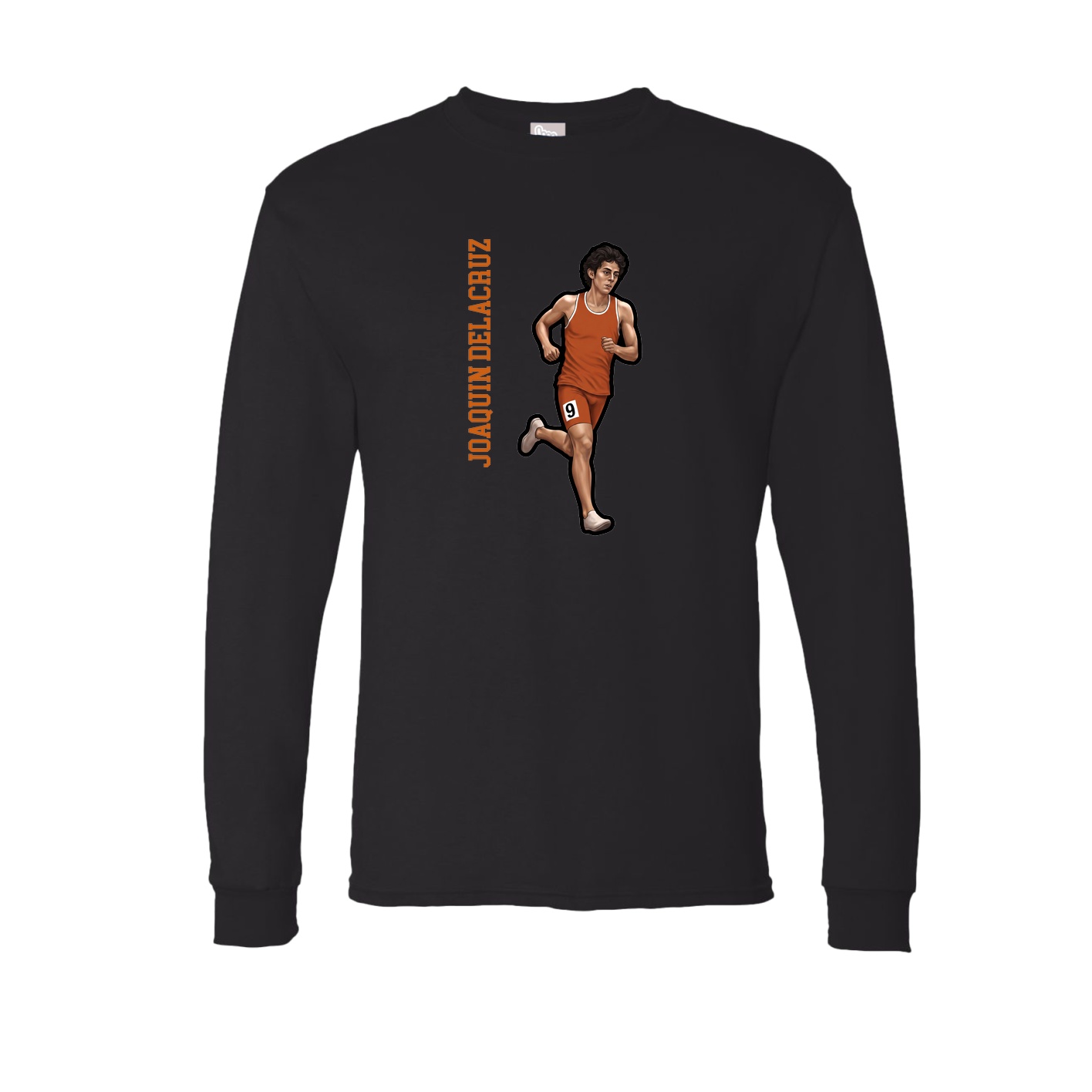 Long Sleeve Tee — Name Vertical in Black
