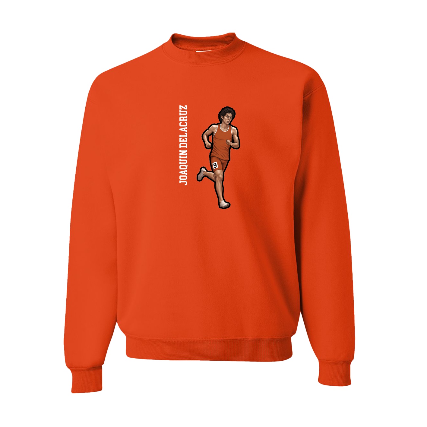 Fleece Crew — Name Vertical in Orange