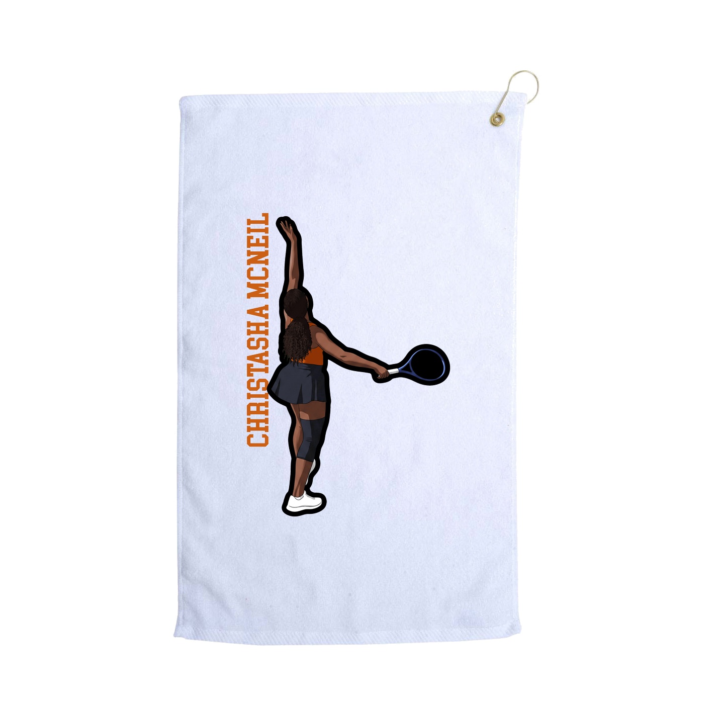 Golf Towel — Name Vertical in White