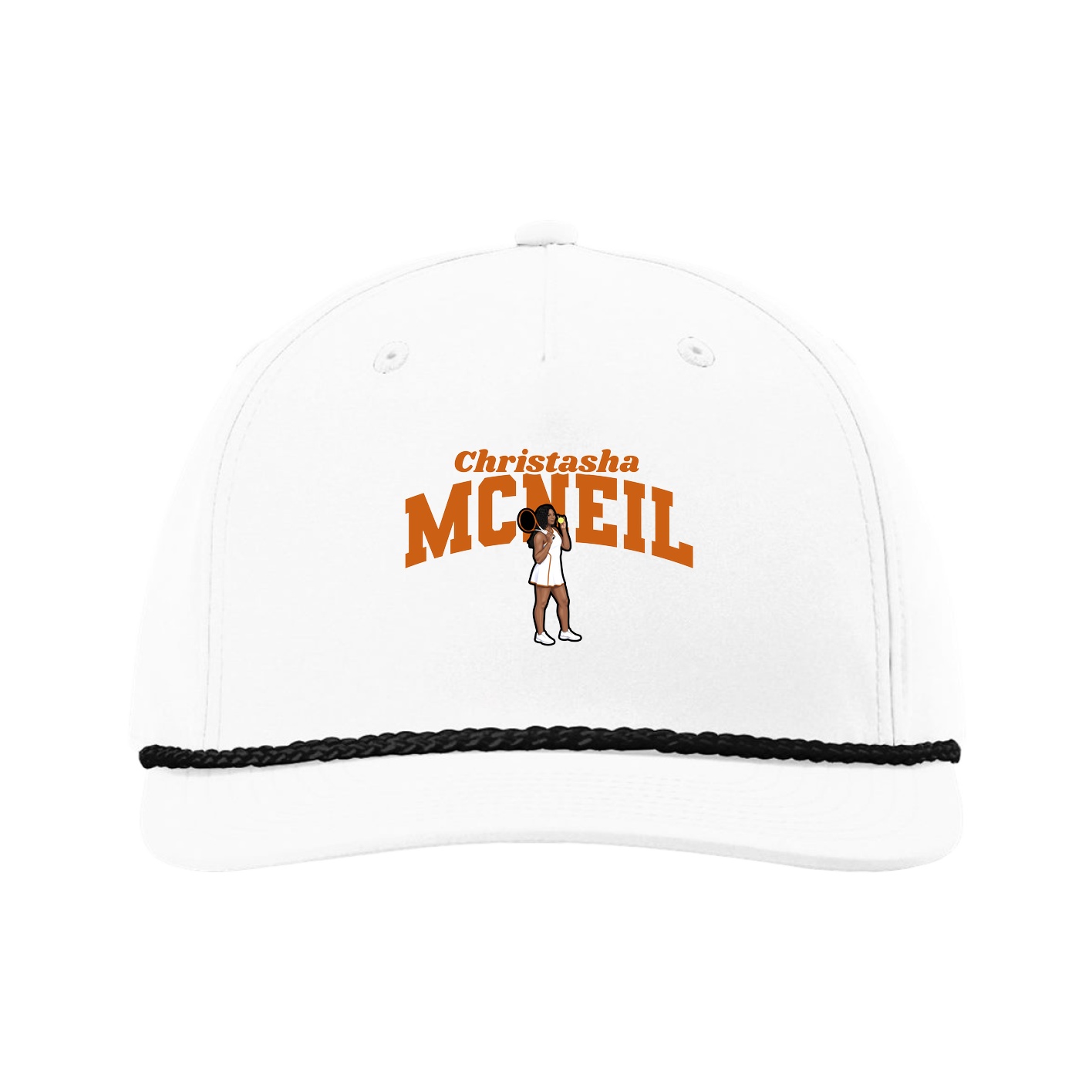 Five-Panel Classic Rope Cap — Signature Arch in White