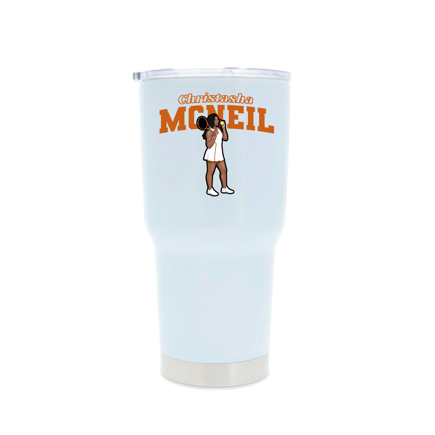 30oz Stainless Steel Tumbler — Name Arch in White