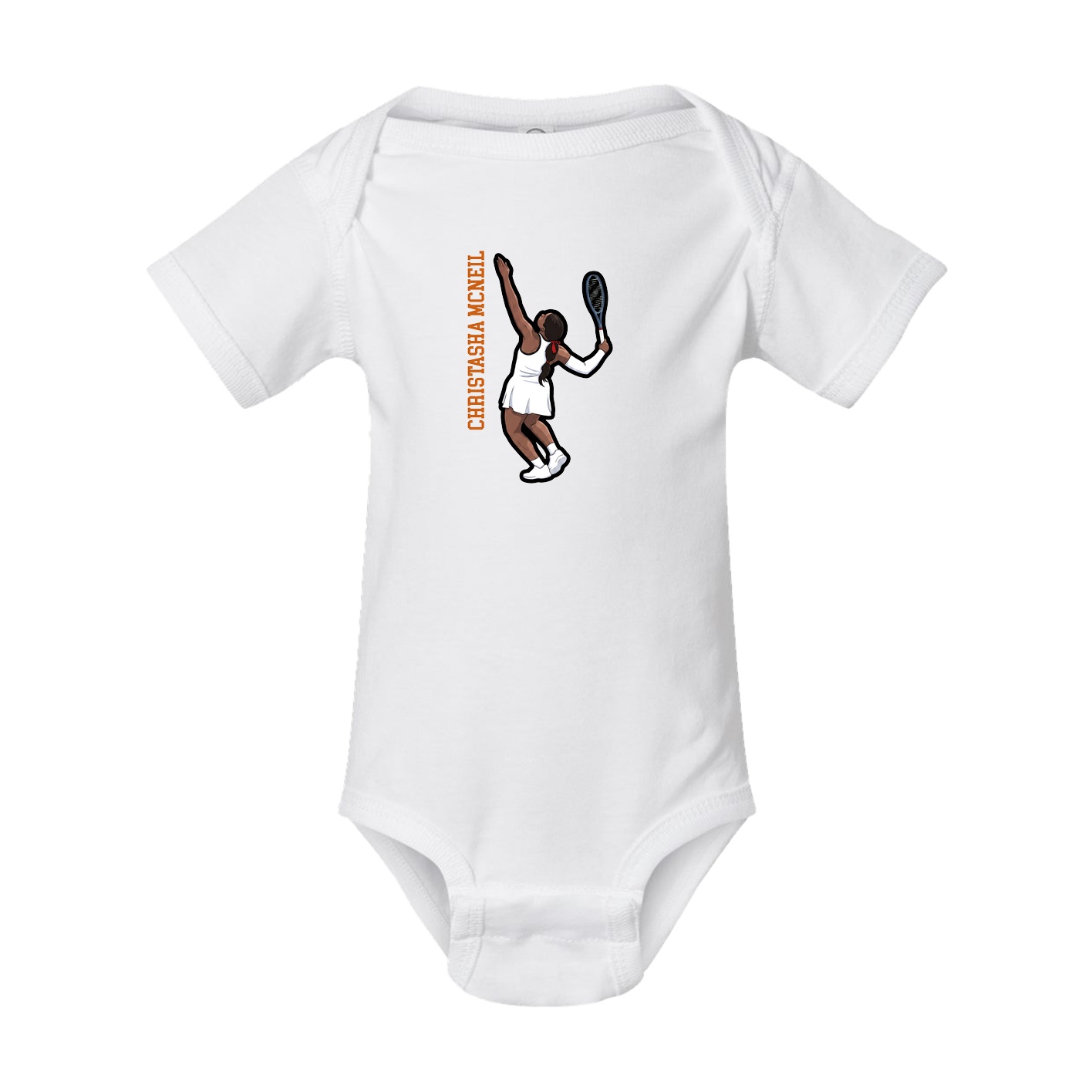 Baby Onesie — Name Vertical in White