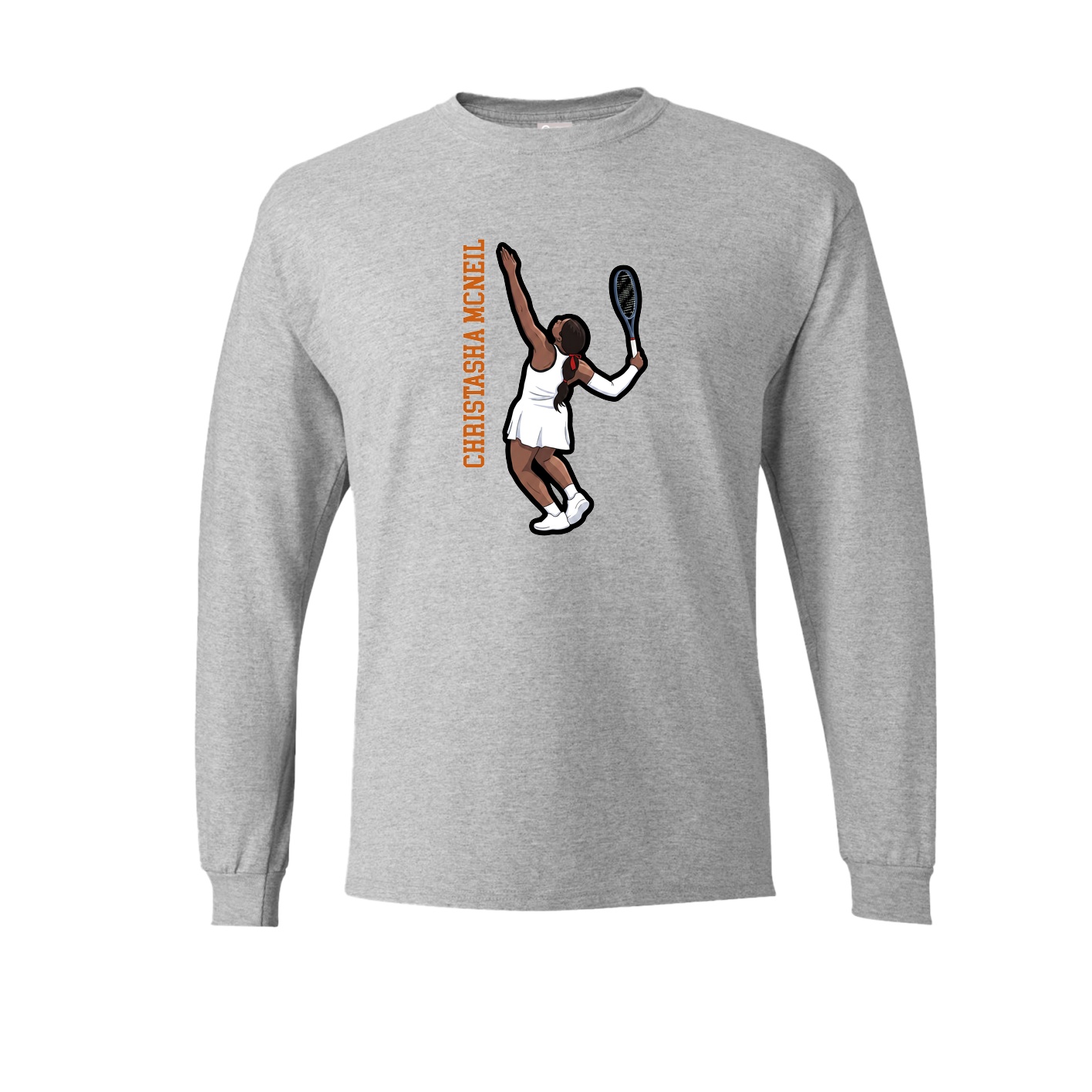 Long Sleeve Tee — Name Vertical in Grey