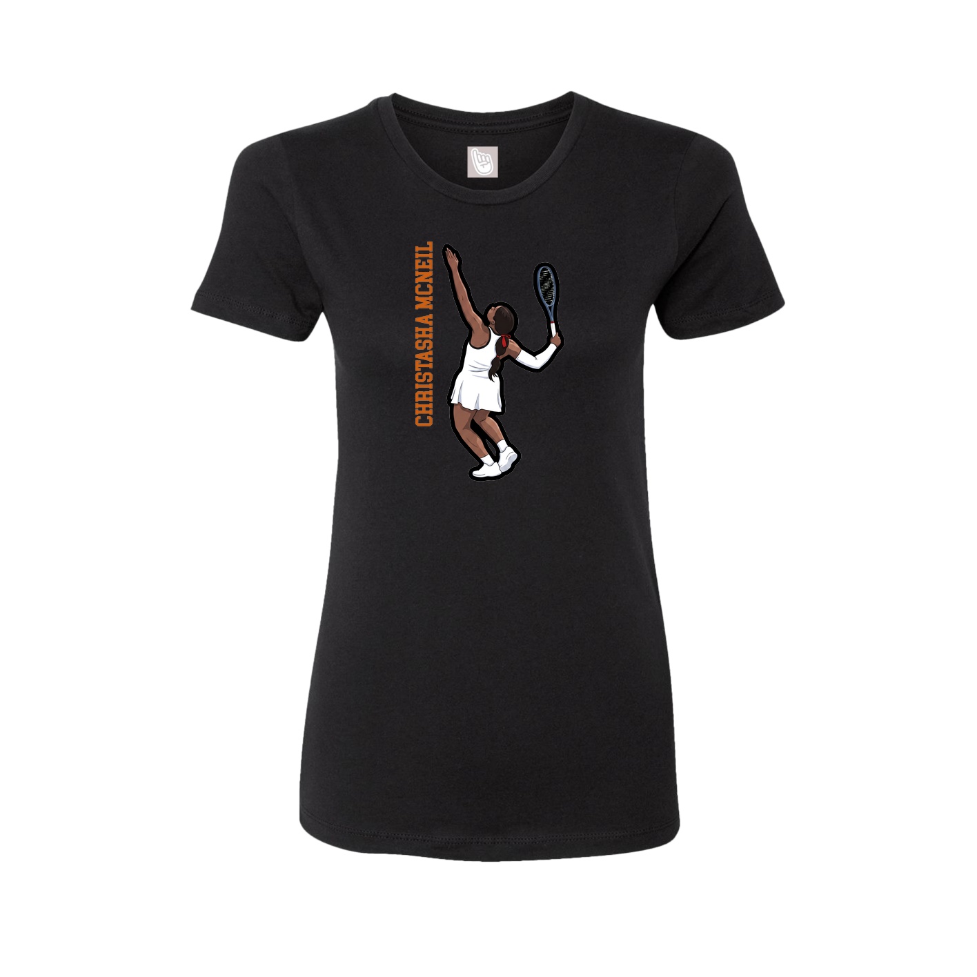 Womens Tee — Name Vertical in Black
