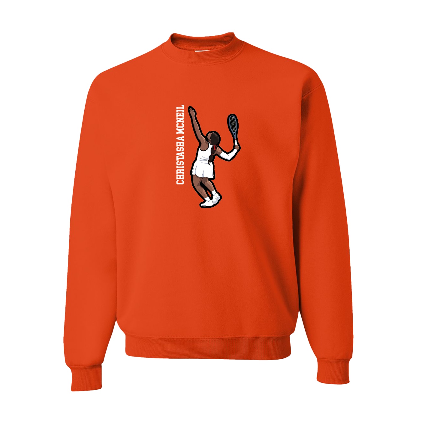 Fleece Crew — Name Vertical in Orange