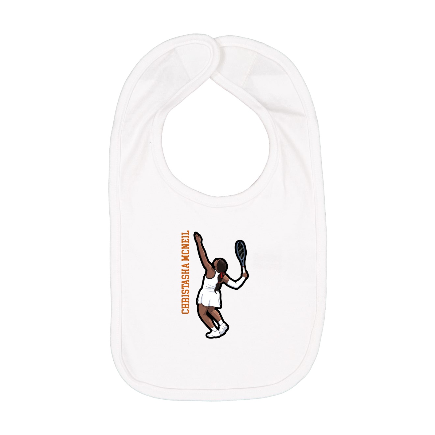 Infant Bib — Name Vertical in White