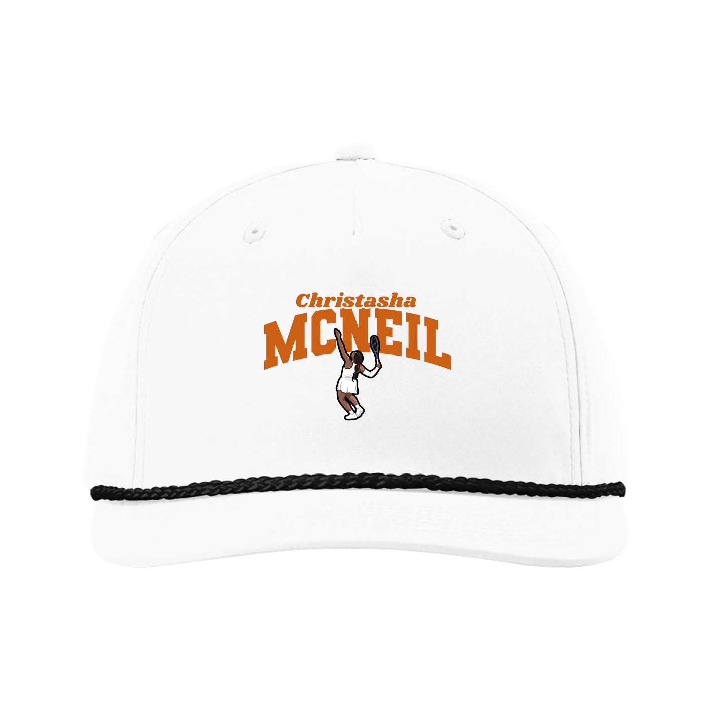 Five-Panel Classic Rope Cap — Signature Arch in White