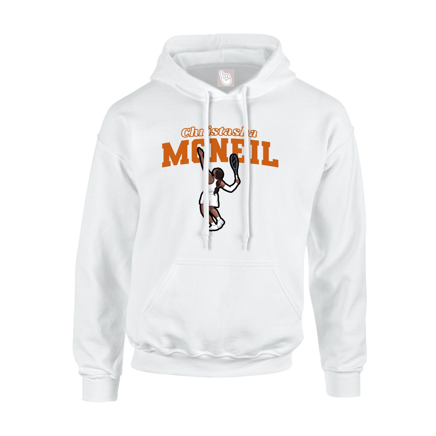 Youth Hoodie — Name Arch in White
