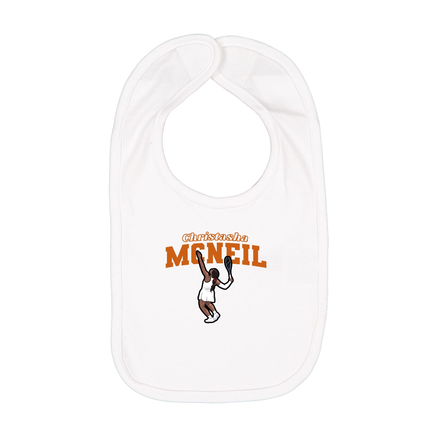 Infant Bib — Name Arch in White
