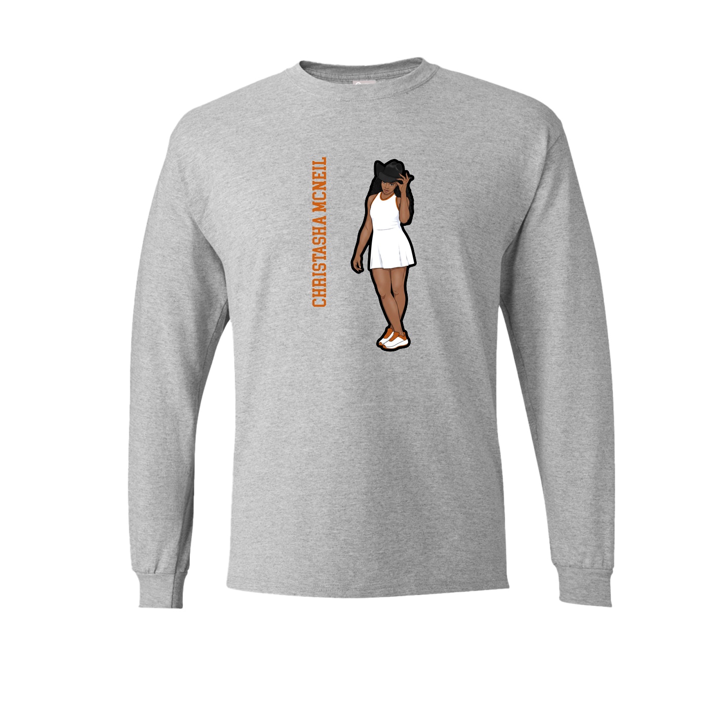 Long Sleeve Tee — Name Vertical in Grey