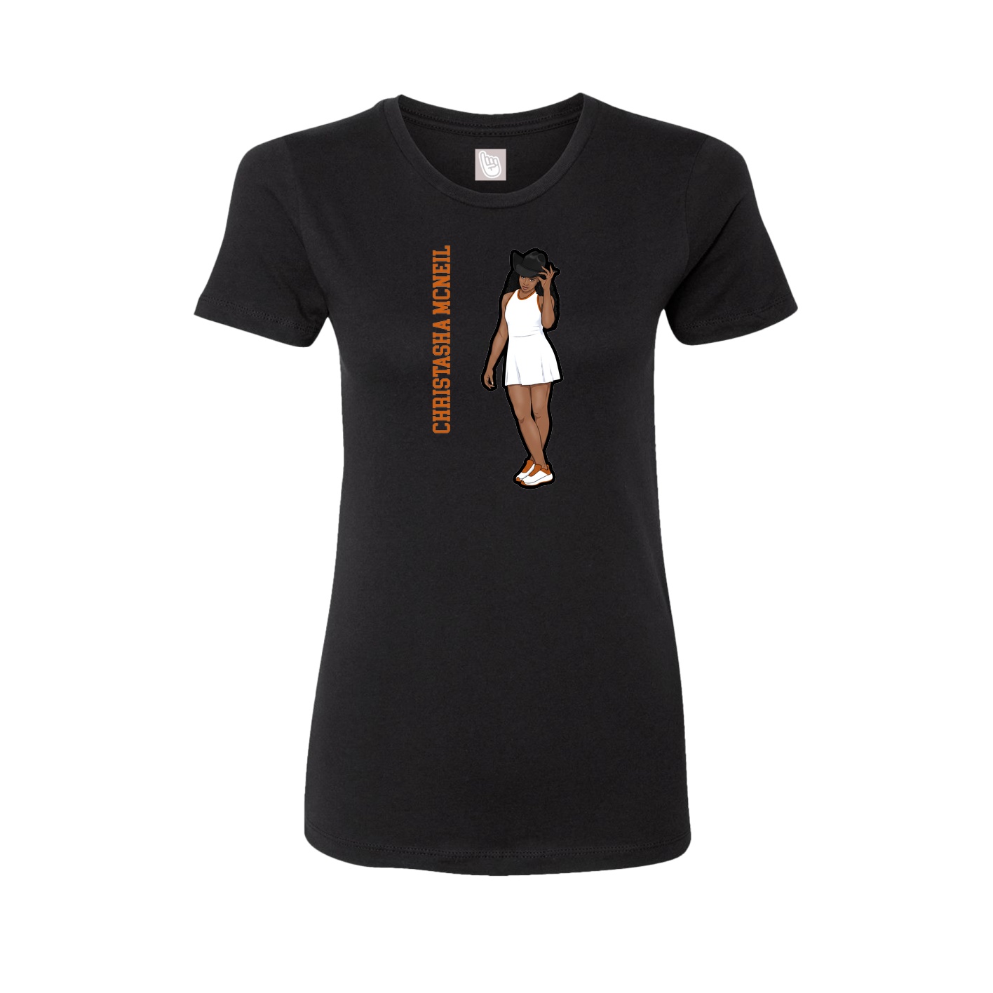Fitted Women's Tee — Name Vertical in Black